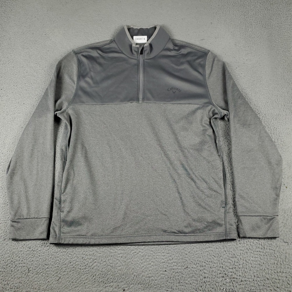 Callaway Sweater Mens XL Gray 1/4 Zip Up Golf Casual Pullover Sweatshirt *